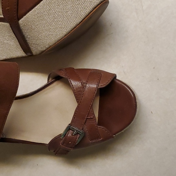 MICHAEL KORS Brown Leather Sandal Platform Wedges 11 - Picture 2 of 9